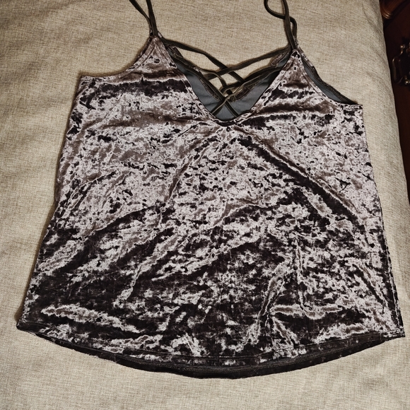 American Eagle Outfitters Tops - American Eagle Outfitters Velvet Crisscross Cami in Black and Brown